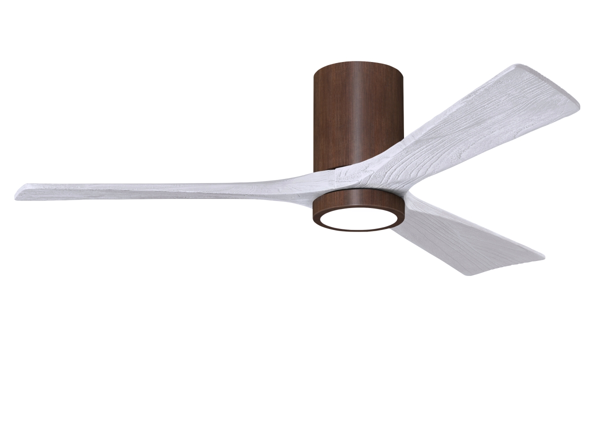 Picture of Atlas IR3HLK-WN-MWH-52 52 in. Irene-3HLK Flush Mounted Ceiling Fan with Integrated LED&#44; Walnut Tone & Matte White Blades