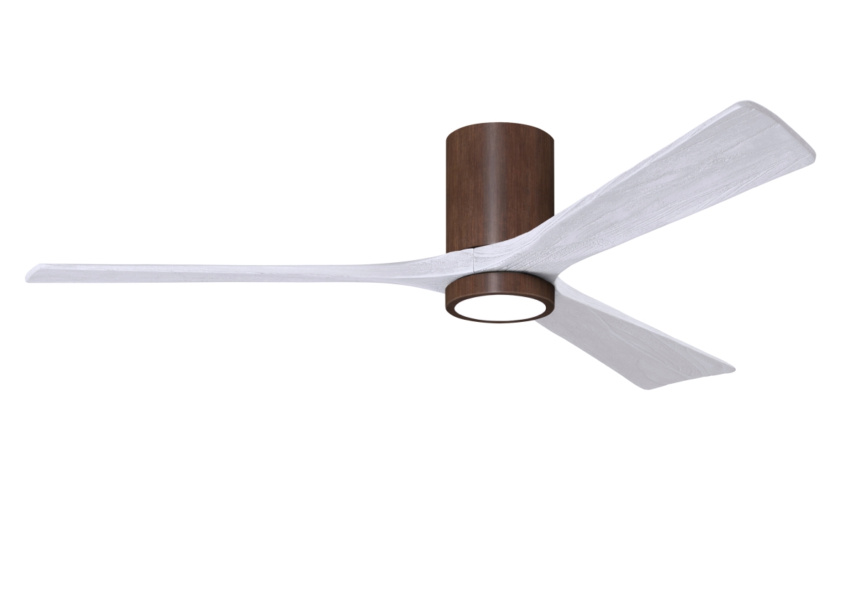 Picture of Atlas IR3HLK-WN-MWH-60 60 in. Irene-3HLK Flush Mounted Ceiling Fan with Integrated LED&#44; Walnut Tone & Matte White Blades