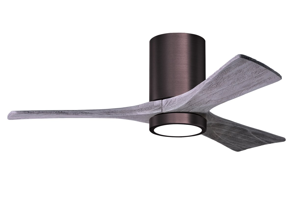 Picture of Atlas IR3HLK-BB-BW-42 42 in. Irene-3HLK Ceiling Mount Three Bladed Paddle Fan with Flush Mount & LED Light Kit&#44; Brushed Bronze & Barn Wood Finish Blade