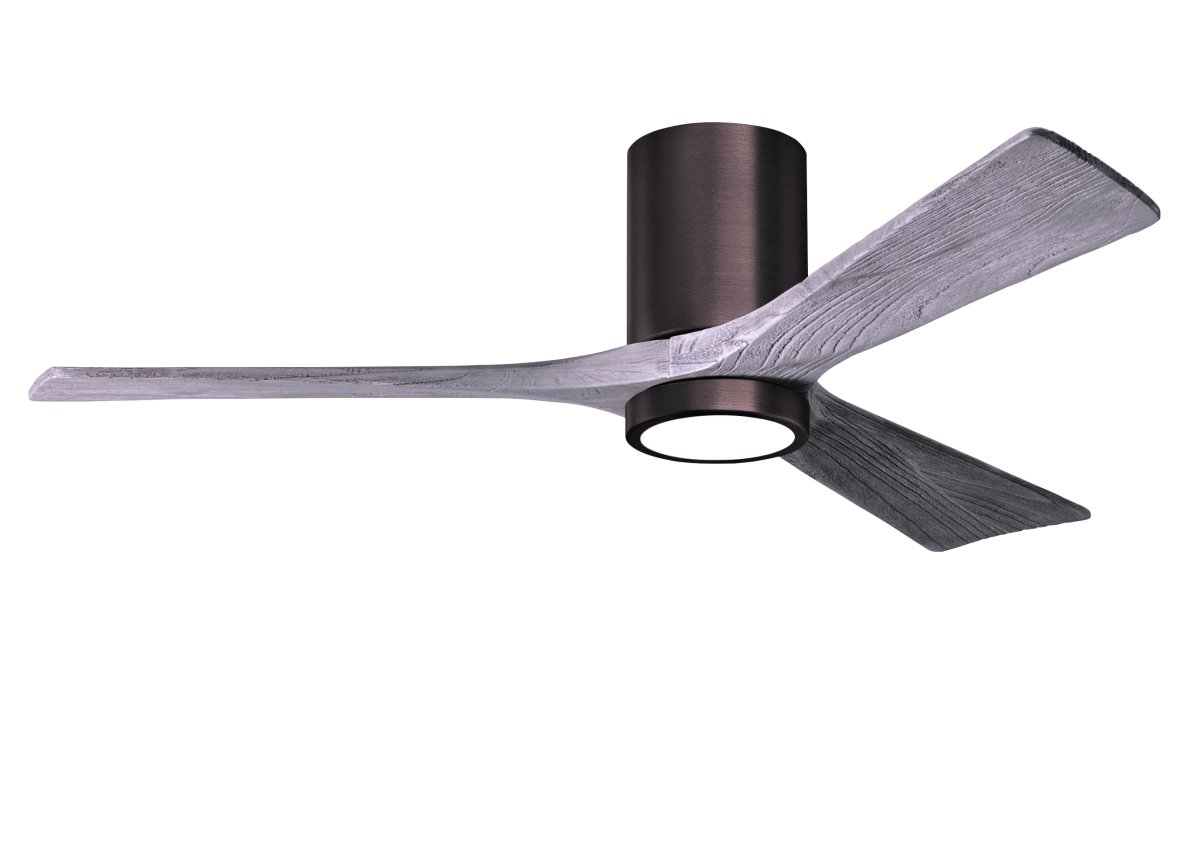 Picture of Atlas IR3HLK-BB-BW-52 52 in. Irene-3HLK Ceiling Mount Three Bladed Paddle Fan with Flush Mount & LED Light Kit&#44; Brushed Bronze & Barn Wood Finish Blade