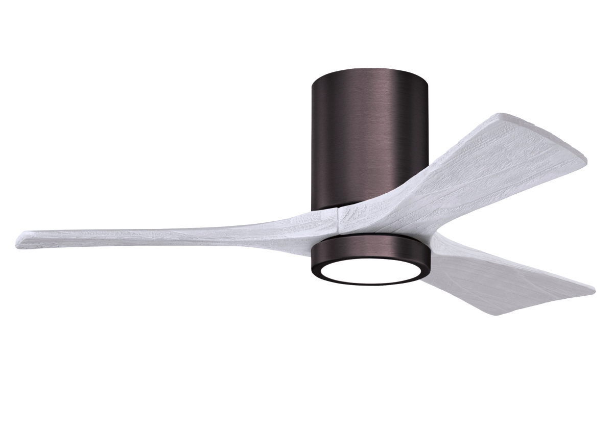 Picture of Atlas IR3HLK-BB-MWH-42 42 in. Irene-3HLK Flush Mounted Ceiling Fan with Integrated LED&#44; Brushed Bronze & Matte White Blades