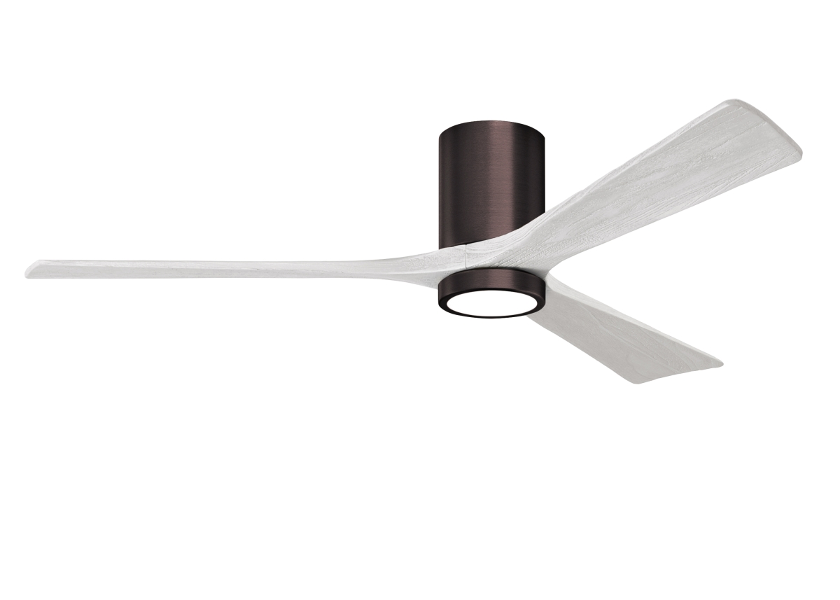 Picture of Atlas IR3HLK-BB-MWH-60 60 in. Irene-3HLK Flush Mounted Ceiling Fan with Integrated LED&#44; Brushed Bronze & Matte White Blades
