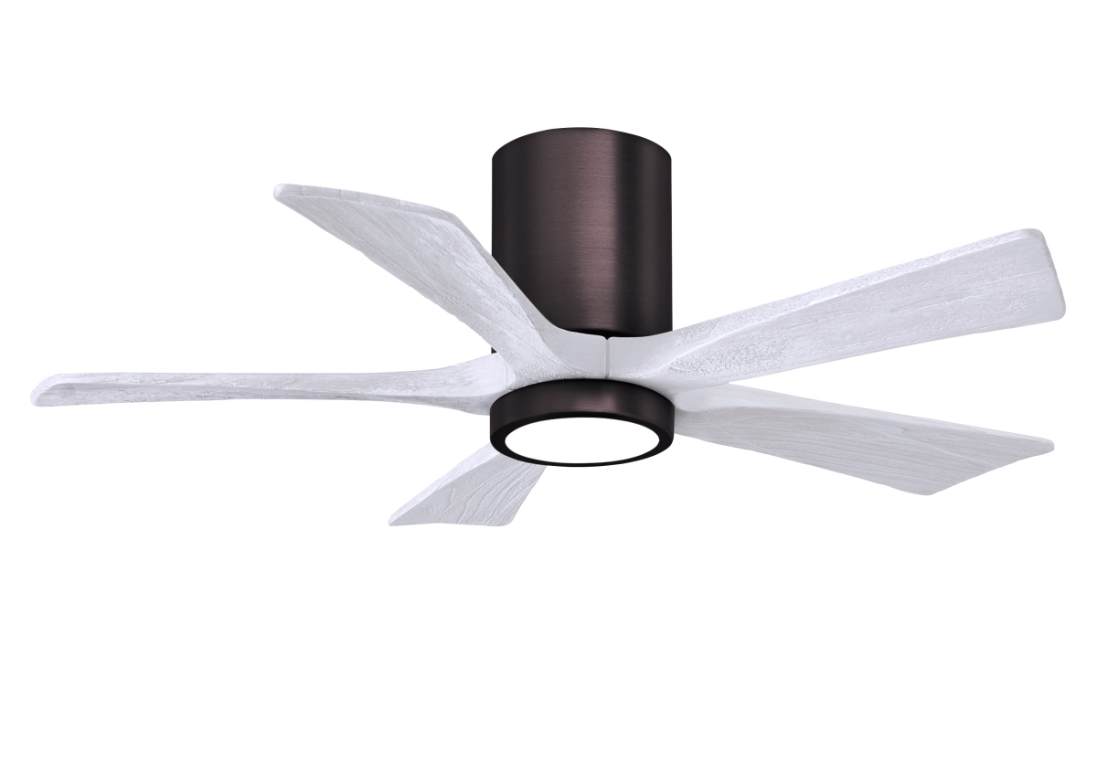 Picture of Atlas IR5HLK-BB-MWH-42 42 in. Irene-5HLK Flush Mounted Ceiling Fan with Integrated LED&#44; Brushed Bronze & Matte White Blades