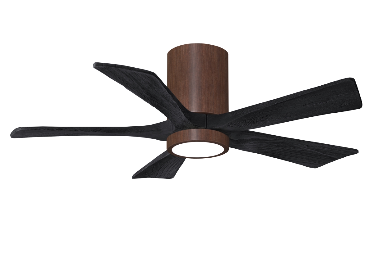 Picture of Atlas IR5HLK-WN-BK-42 42 in. Irene-5HLK Flush Mounted Ceiling Fan with Integrated LED&#44; Walnut Tone & Matte Black Blades