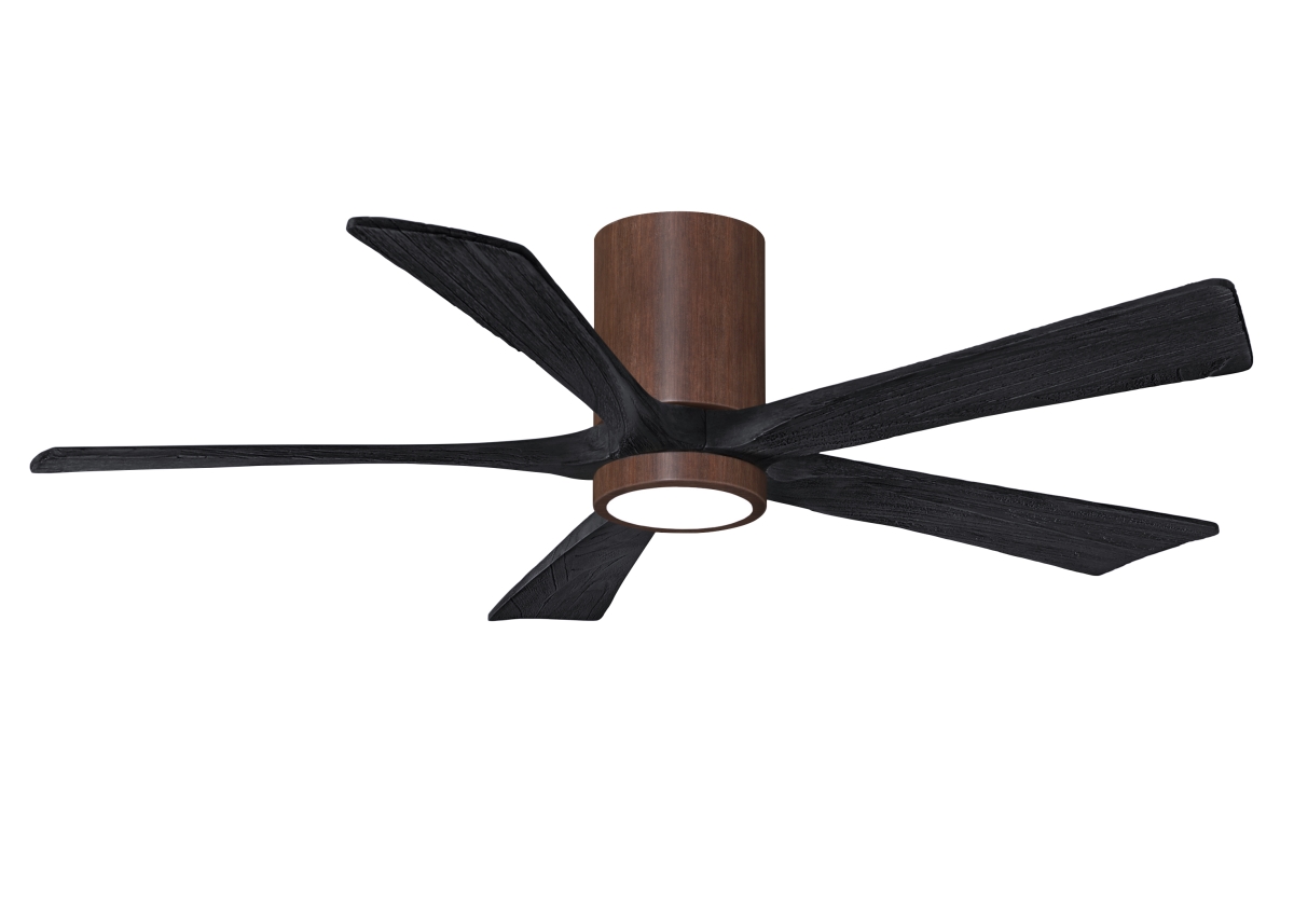 Picture of Atlas IR5HLK-WN-BK-52 52 in. Irene-5HLK Flush Mounted Ceiling Fan with Integrated LED&#44; Walnut Tone & Matte Black Blades