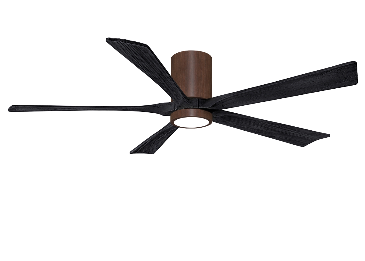 Picture of Atlas IR5HLK-WN-BK-60 60 in. Irene-5HLK Flush Mounted Ceiling Fan with Integrated LED&#44; Walnut Tone & Matte Black Blades