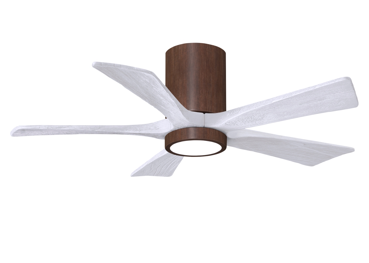 Picture of Atlas IR5HLK-WN-MWH-42 42 in. Irene-5HLK Flush Mounted Ceiling Fan with Integrated LED&#44; Walnut Tone & Matte White Blades