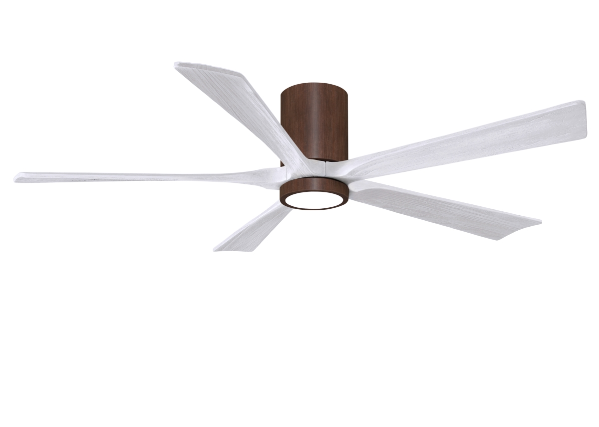 Picture of Atlas IR5HLK-WN-MWH-60 60 in. Irene-5HLK Flush Mounted Ceiling Fan with Integrated LED&#44; Walnut Tone & Matte White Blades