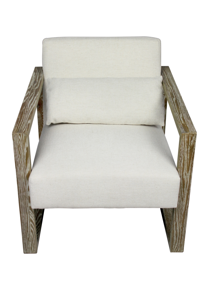 88023016 Ivory Arm Chair with Solid Oak Frame