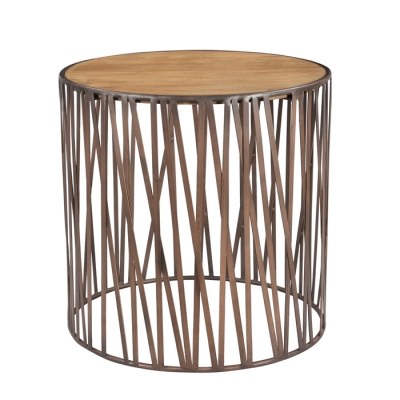 Round End Table, Antique Copper