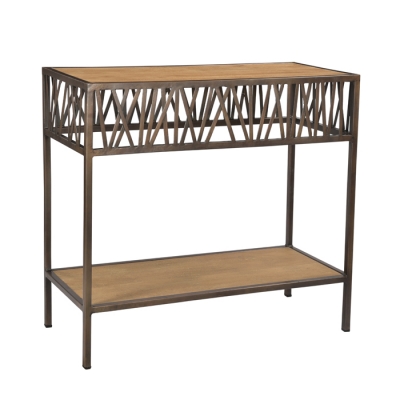 Reid Console Table with Shelf, Antique Copper