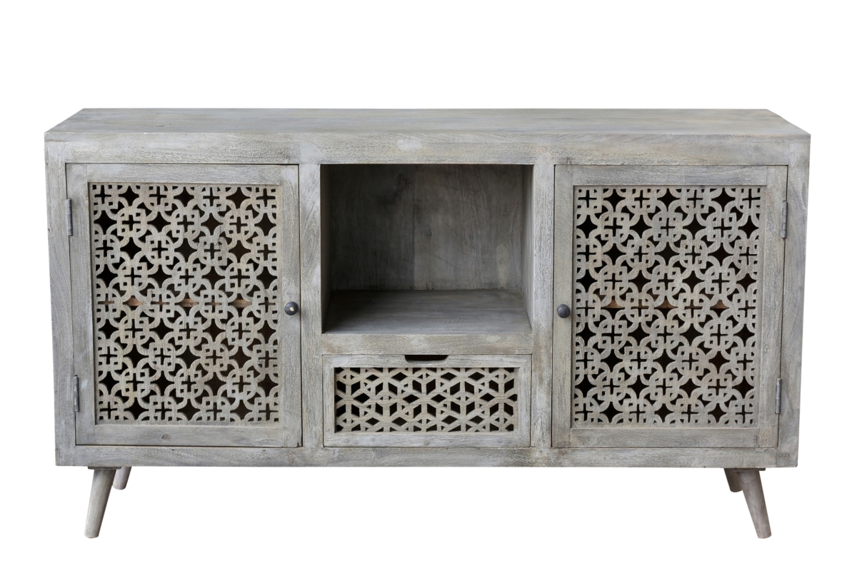 Halle 2 Doors, 1 Drawer Hand-Carved Media Console Table
