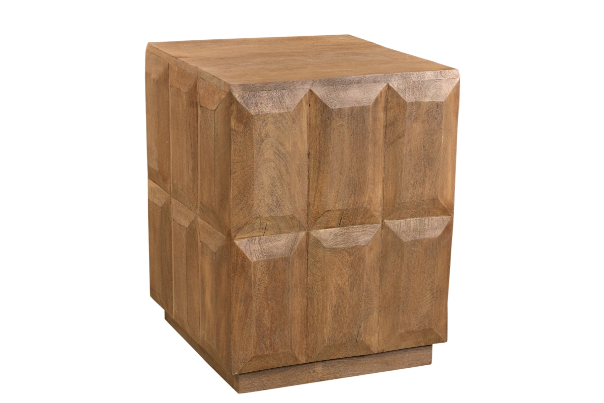 Cantu Side Table - Sandblasted Walnut Finish - 20in. x 20in. x 24in. - Solid Mango Wood