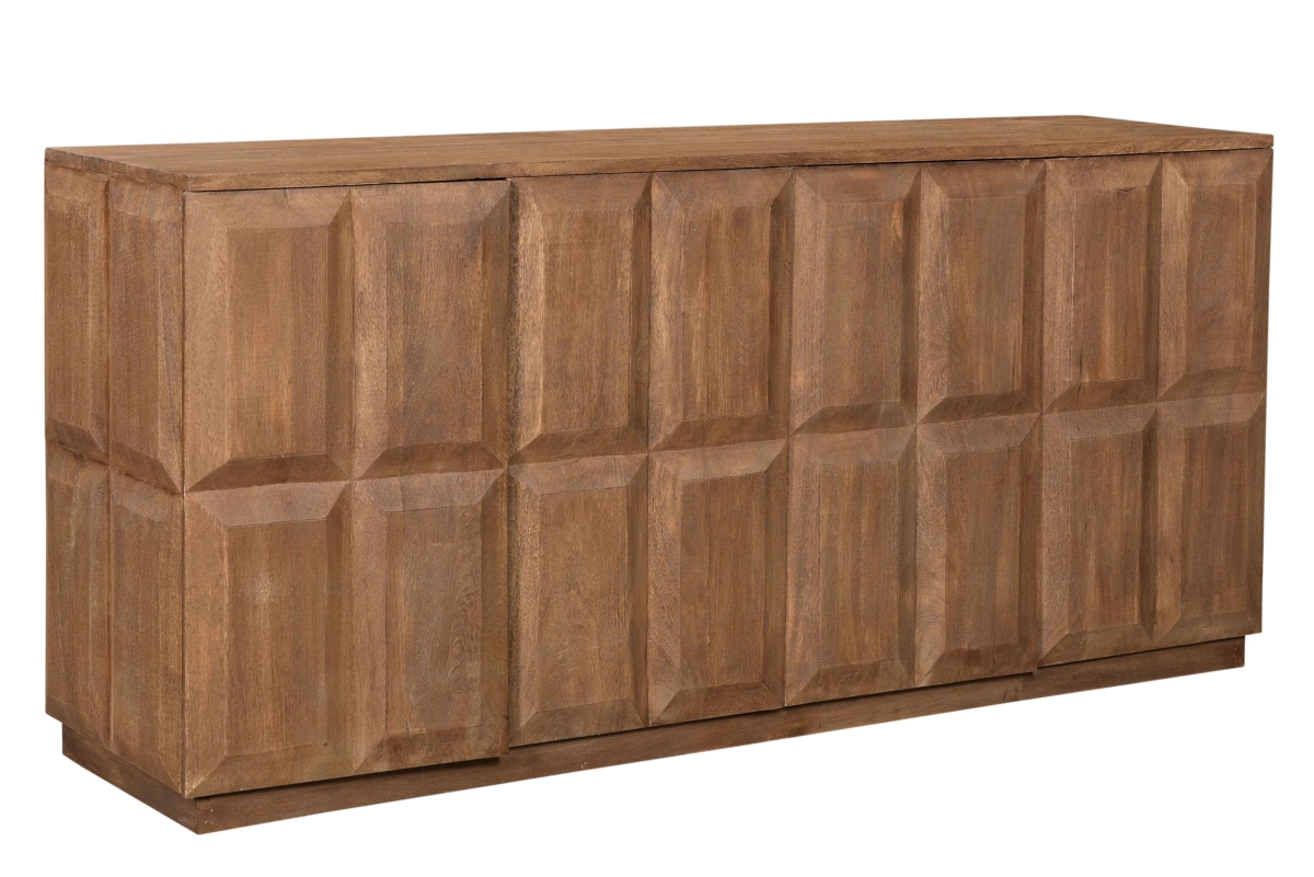 Cantu Transitional Sideboard - Sandblasted Walnut Finish - 66in. W x 17in. D x 30in. H - Solid Mango Wood