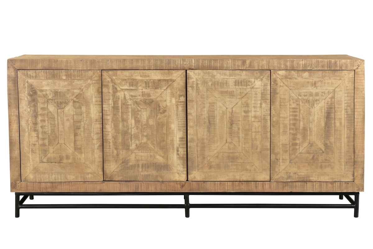 Marinette 4-Door Sideboard - Toasted Almond - 78in. W x 18in. D x 36in. H - Solid Mango Wood