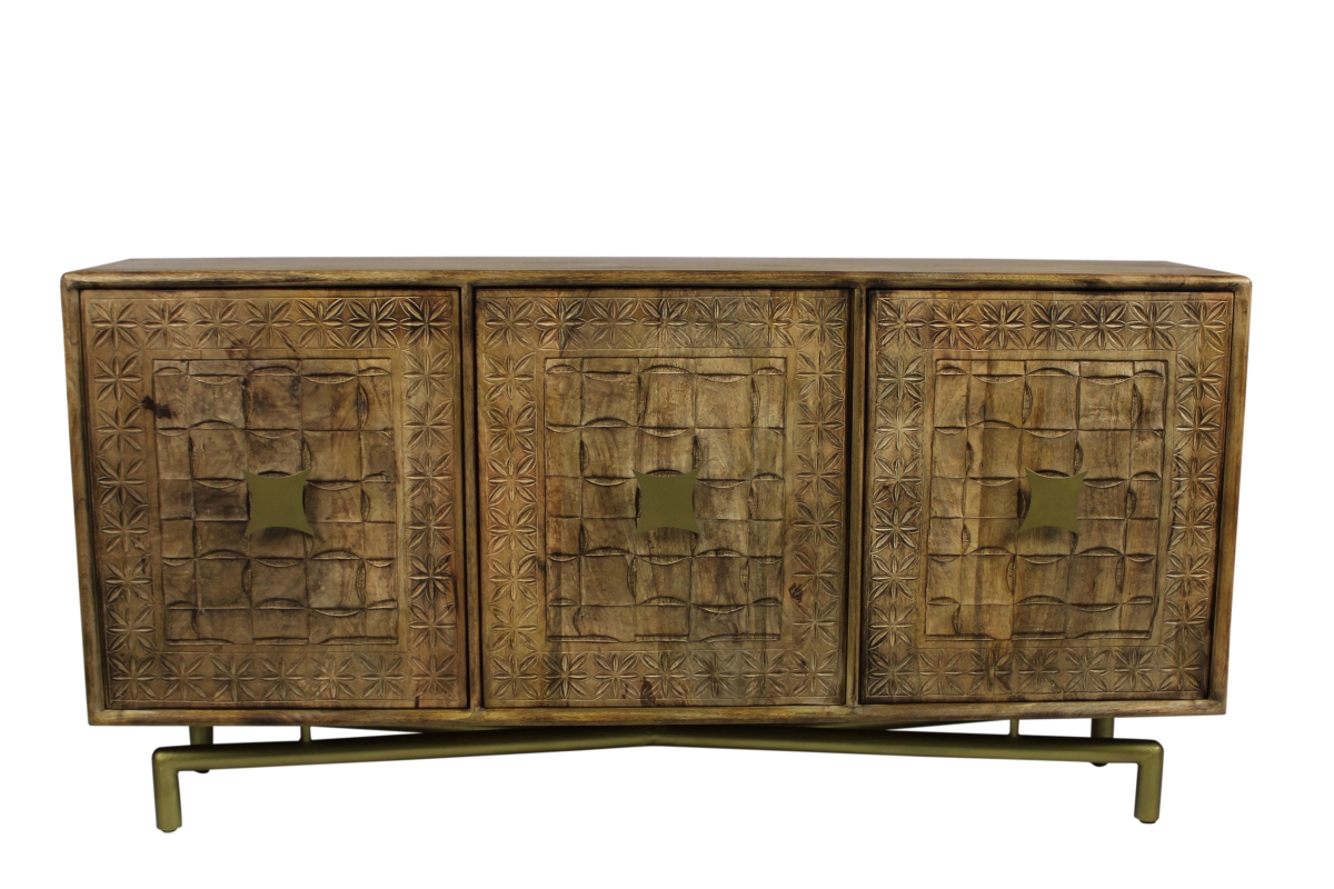 Redondo Larkin 3-Door Sideboard - Red - 72in. W x 19in. D x 37in. H - Handcrafted Solid Wood