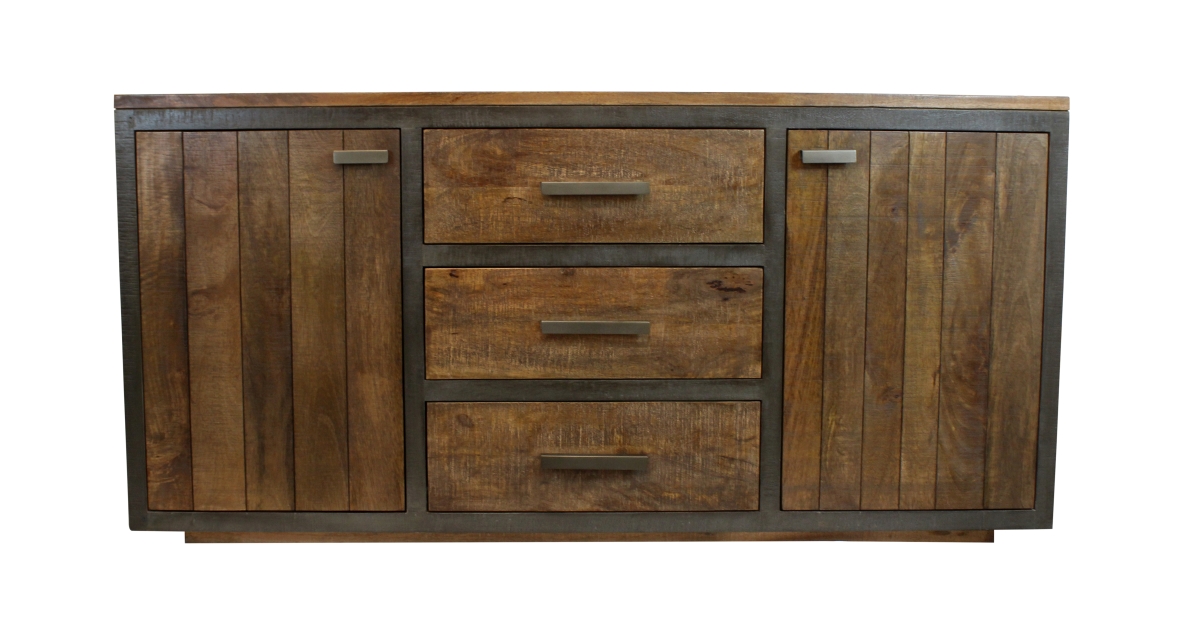 Imperial 3 Drawer Sideboard - Two-Tone Mango Wood - Industrial Style - No Assembly Required