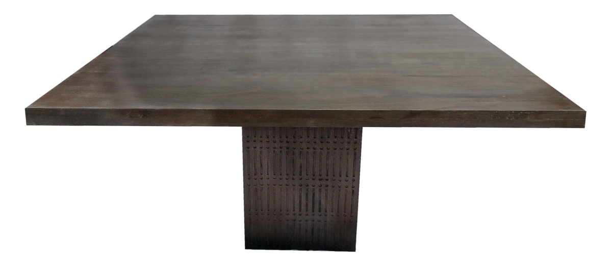 Sarah Square Gathering Table - Natural Wood Finish - 60 in. - Hand-Carved Elegance