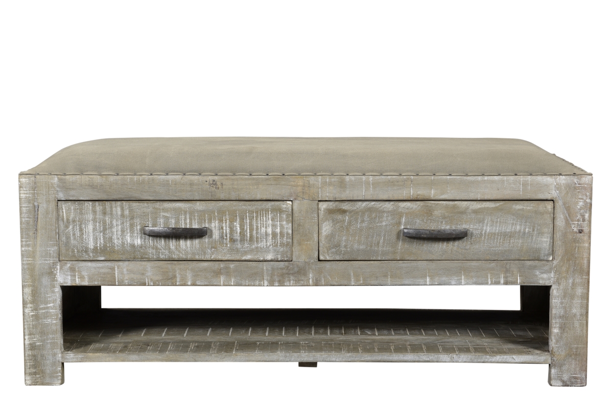 Fredrick Upholstered Bench - Rustic Beige - 46 x 18 x 18 in. - Storage Drawers