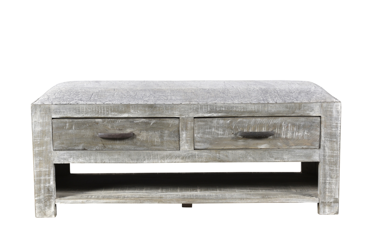 Fredrick Upholstered Storage Bench - Gray - 46in. W x 18in. D x 18in. H - Rustic Style