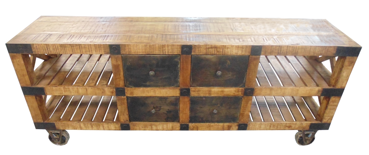 71018001 Golden 4 Drawer Console & Plasma Table