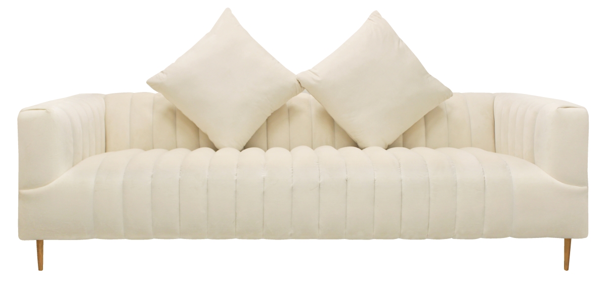 Rutland Metal Legs, 2 Toss Pillow Sofa, Ivory & Gold