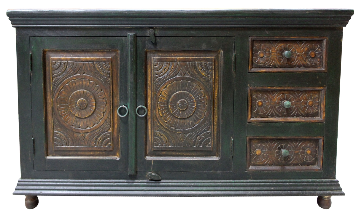 44009008 Arvada 2 Carved Doors, 3 Drawers Buffet, Brown