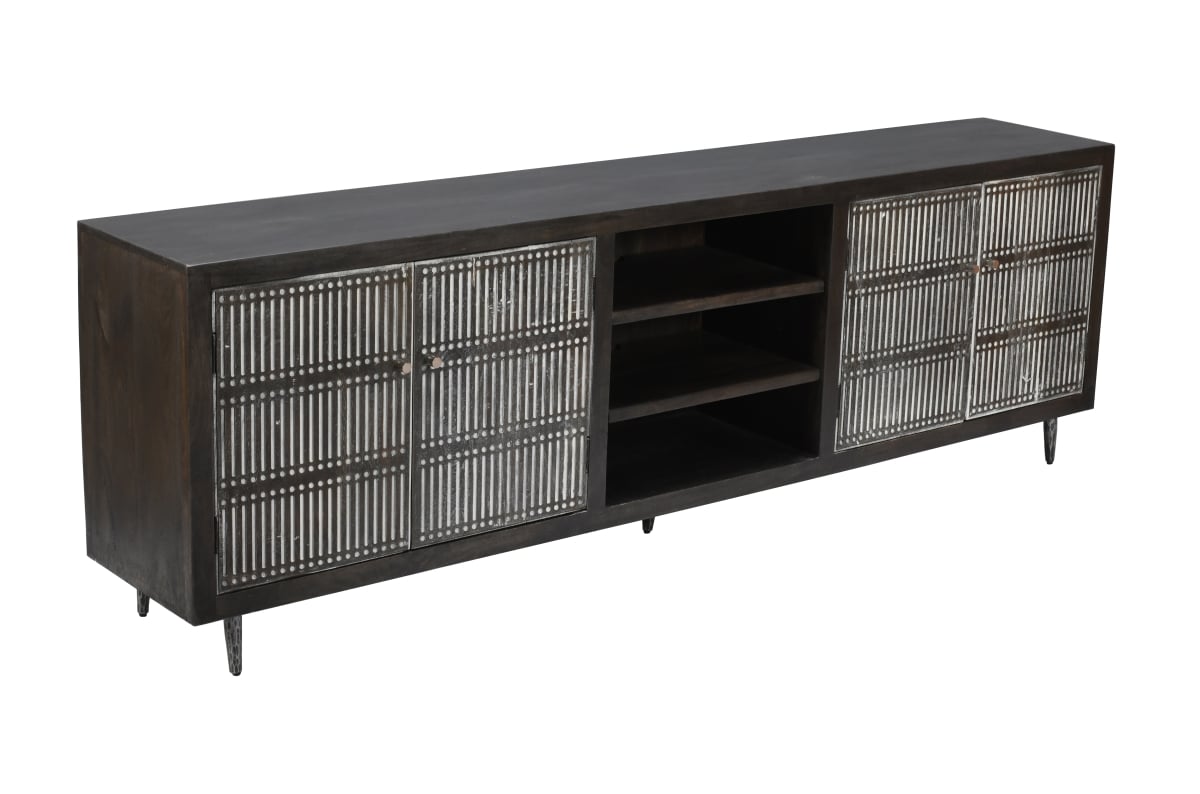 Sarah 4-Door Media Cabinet, Antique Brown