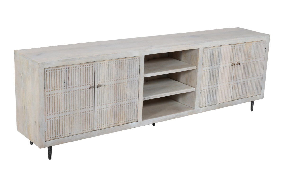 Sarah 4-Door Media Cabinet, Brushed Ivory