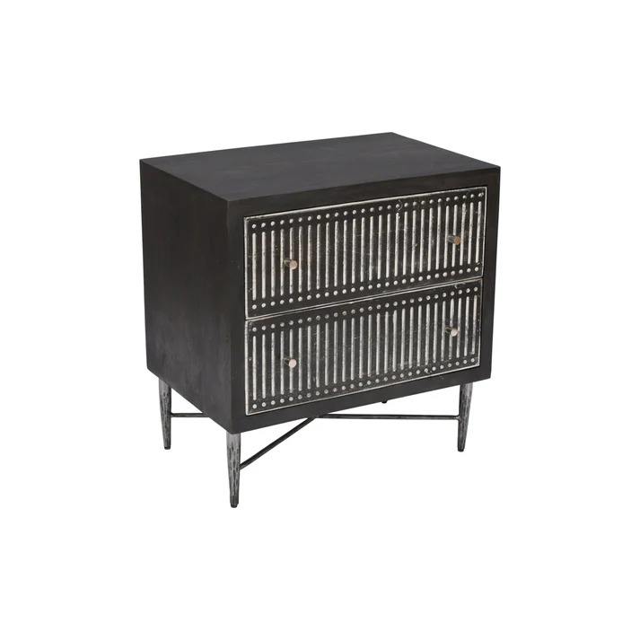 79114001A Sarah 2-Drawer Nightstand, Antique Brown
