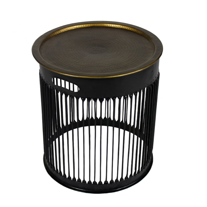 82004014 Orlando Round End Table - Gold & Black