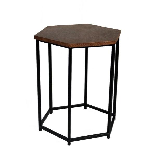 82004012 Orlando Occasional Table - Brass Copper & Black