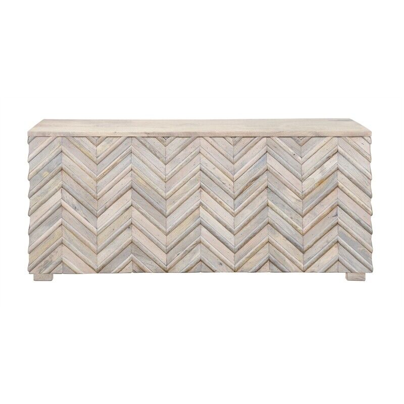 52225001 Ziggy Console Table on Hand-Planed Mango Wood, White Wash