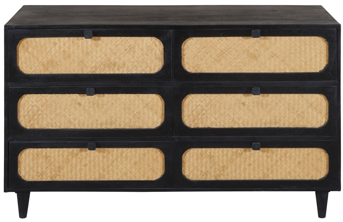 Navice 6-Drawer Dresser, Natural & Black