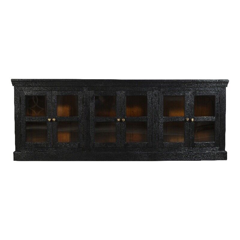 Peachtree 6-Door Mango Wood Sideboard, Charcoal Grey