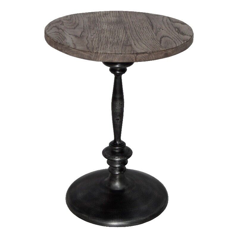 16 in. Bayside Jensen Round Oak Side Table, Dark Brown