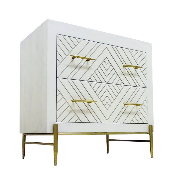 Redondo Perez Nightstand with 2 Drawers, White