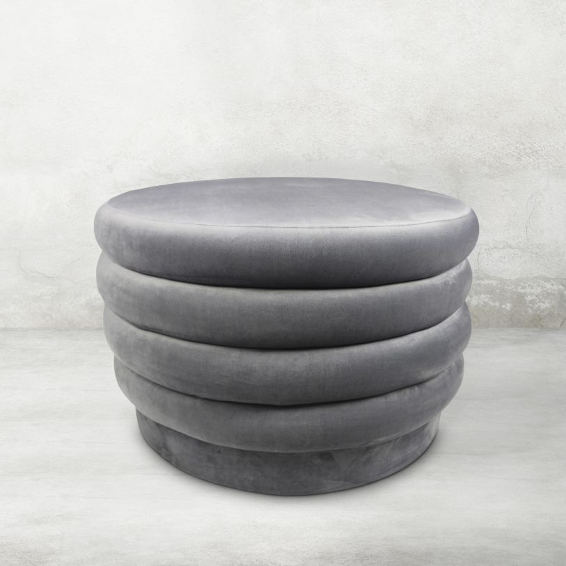 Picture of Moti 88003016 Thor Round Ottoman&#44; Storm Gray - Large