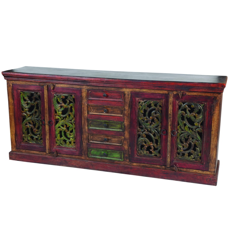 44009002 Arvada 4 Carved Doors, 5-Drawer Buffet - Brown