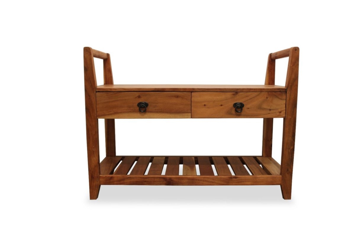ARM-25 Meelo 2-Drawer with Shelf Bench-Media - Natural