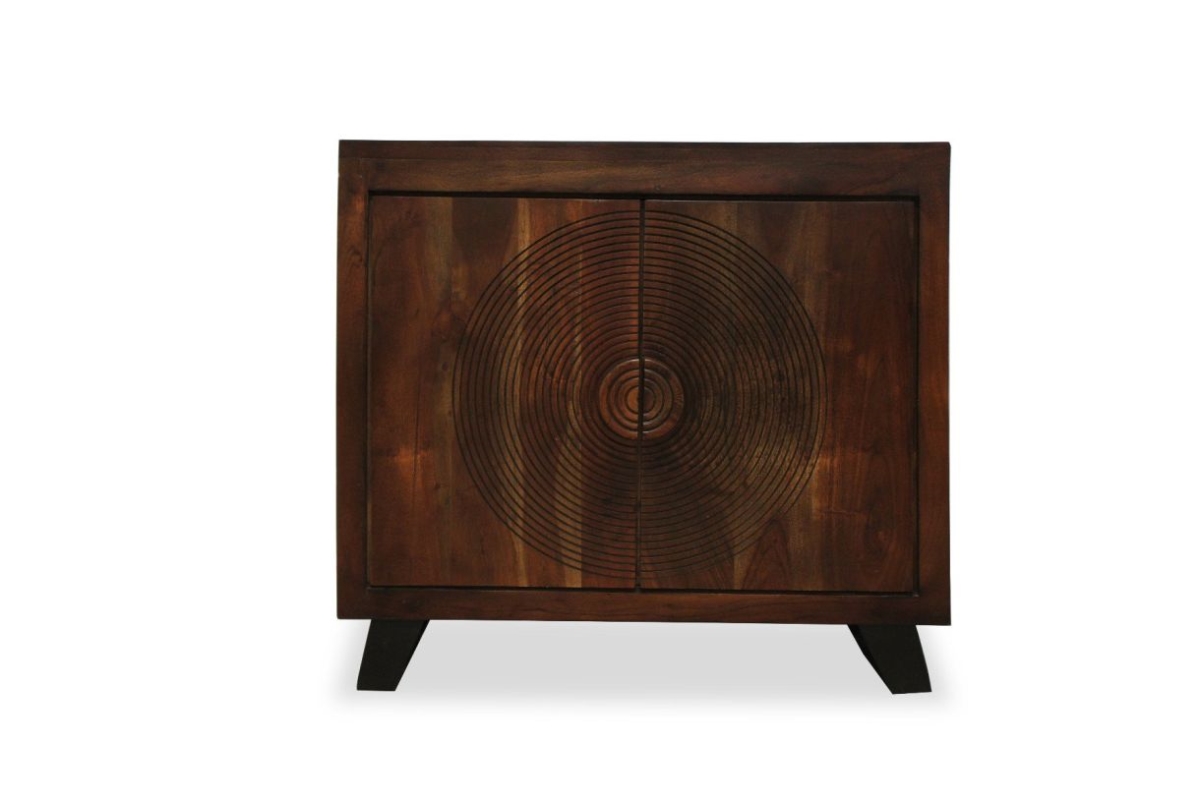ARM-28 Pema 2-Carved Doors Cabinet - Antique Brown