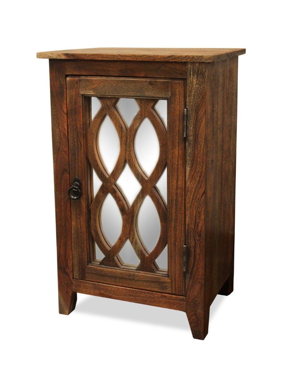 ARM-23 Mary Nightstand 1-Door with Mirror Insert - Brown