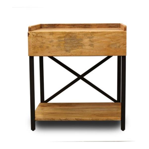 ARM-27 Ann Nightstand - Side Table with Charging Station - Oak