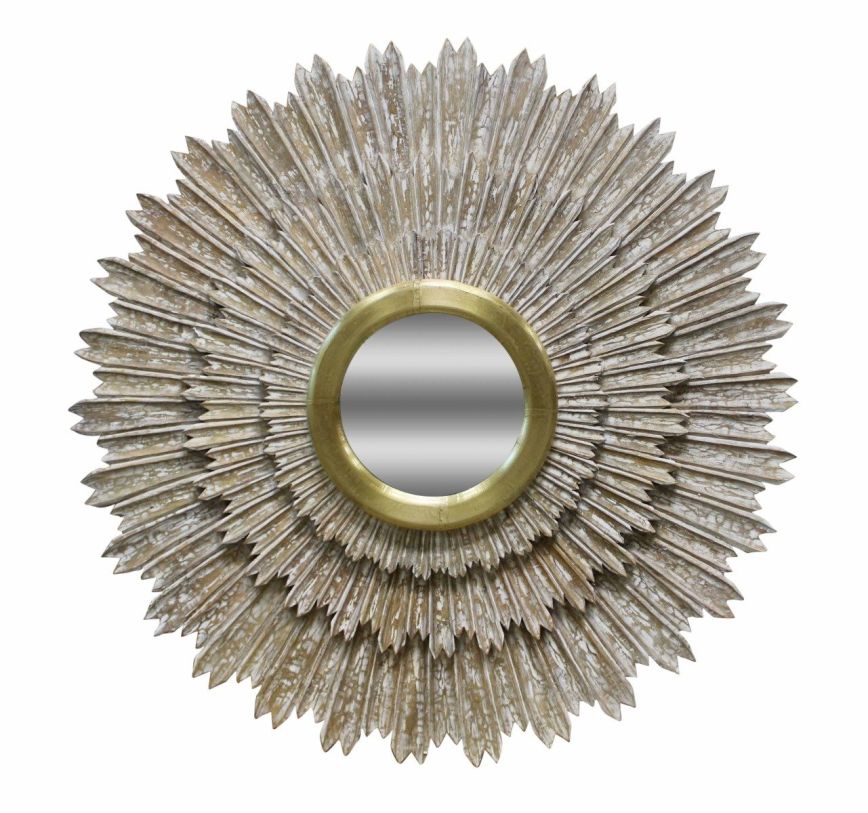 Falcon Sunburst Wall Decor with Mirror, Brown