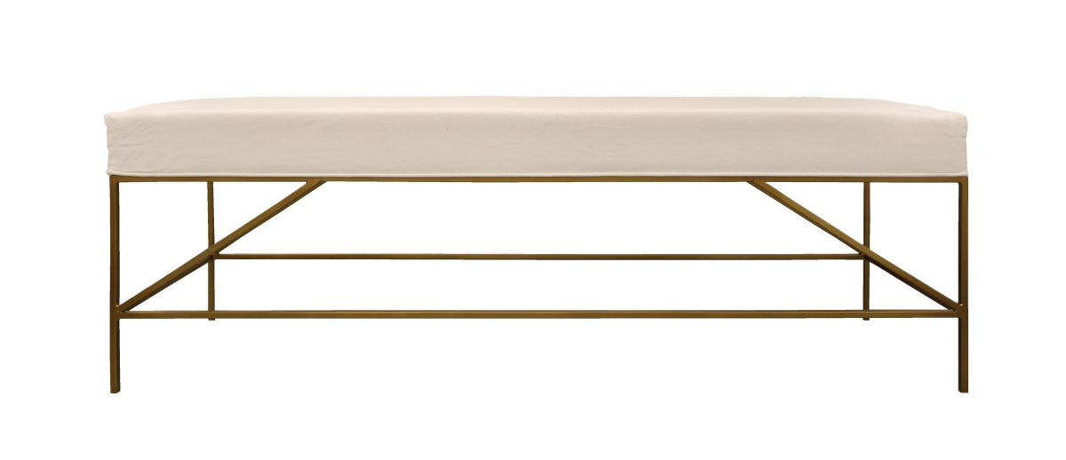 Hill Linen Fabric Upholstered Bench, Ivory