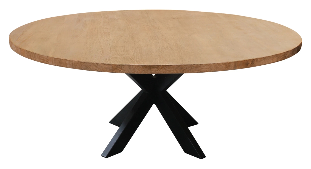 59002010 72 in. Logan Round Dining Table Mango Solid Wood Finish - Natural