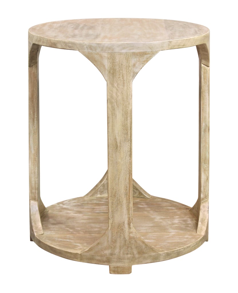 99104001 Jenna Round End Table with Shelf, Beige