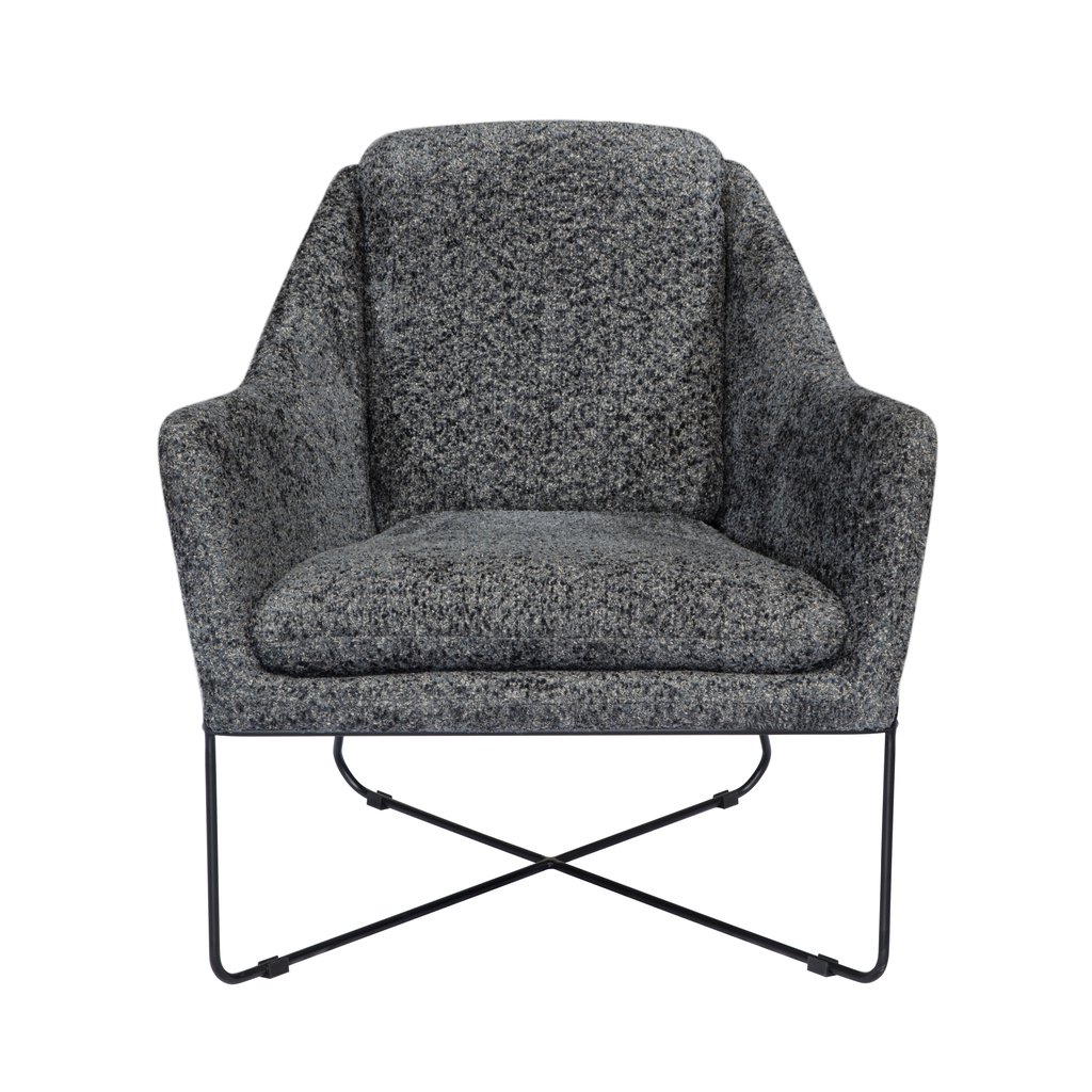 Emilia Lounge Chair - Charcoal Blue - Boucle Fabric - Modern Design