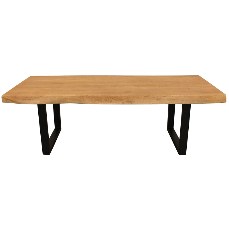Rustic Solid Wood Coffee Table - Natural Finish - 55 in. - Live Edge Design