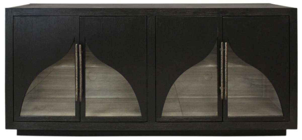 59209001 Kate 4 Door Sideboard with Solid Wood, Oak, Iron Handles, Dark Brown
